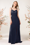 Sheath Sweep-Brush Train Chiffon Bridesmaid Dress