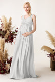 A-Line Sweep-Brush Train Chiffon Bridesmaid Dress