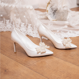 Bridal shoes pearl white high heels