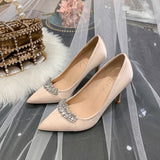 Bridal shoes rhinestone satin high heels
