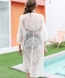 Lace sun protection cardigan see-through beach cover-up