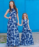 Mother-daughter matching outfit sleeveless high waist long dress