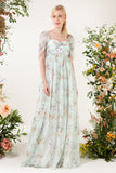 A-Line Sweep Train Printed Chiffon Bridesmaid Dress