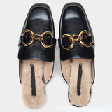 Women's black casual flat shoes women's outer wear lazy pump woolen Slipper