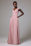 A-Line Floor Length Chiffon Bridesmaid Dress