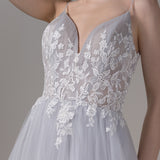 A-Line Court Train Lace Tulle Wedding Dress CW2807