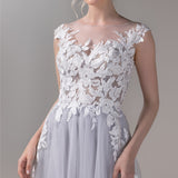 A-Line Court Train Lace Tulle Wedding Dress CW2811