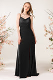 Sheath Sweep-Brush Train Chiffon Bridesmaid Dress