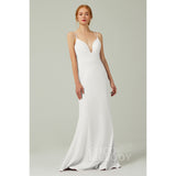 Sheath Floor Length Knitted Fabric Wedding Dress CB0348