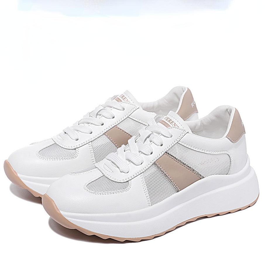 Muffin bottom white shoes women's sports shoes casual thin pumps