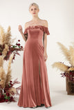 Sheath-Column Floor Length Velvet Bridesmaid Dress