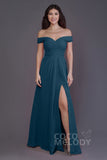 Sheath-Column Floor Length Chiffon Bridesmaid Dress