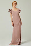 Sheath-Column Floor Length Chiffon Bridesmaid Dress