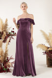 Sheath-Column Floor Length Velvet Bridesmaid Dress