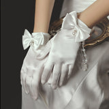 Bridal wedding bow short gloves