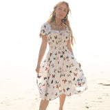 Butterfly Print puff sleeve flowy maxi dress mother-daughter matching outfit