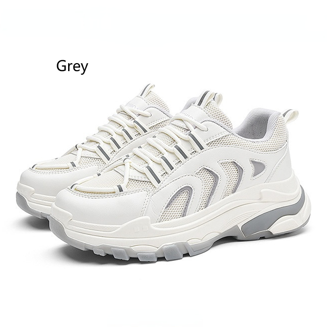 Round Head thick bottom casual sneakers mesh lace-up low top women's shoes