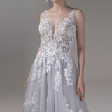 A-Line Court Train Lace Tulle Wedding Dress CW2806
