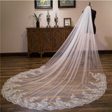 Sequined lace bride long veil