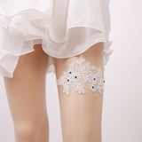 Bridal lace blue rhinestone garter