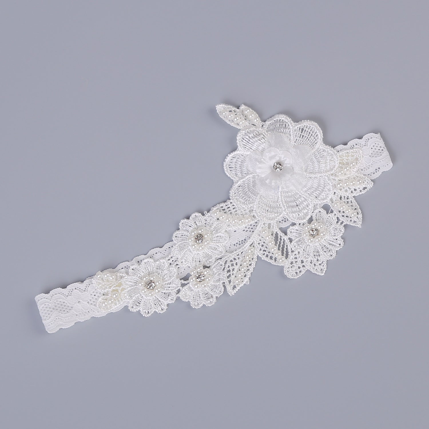 Wedding Garter rhinestone lace flowers