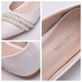 Flat wedding shoes crystal shoes bridal shoes wedding dress comfortable tassel Pearl Rhinestone dinner white women's shoes