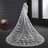 Long tail bridal lace veil