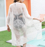 Lace sun protection cardigan see-through beach cover-up