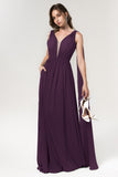 A-Line Floor Length Chiffon Bridesmaid Dress