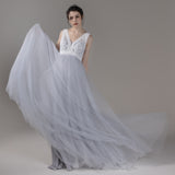 A-Line Court Train Lace Tulle Wedding Dress CW2816