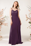 Sheath Sweep-Brush Train Chiffon Bridesmaid Dress