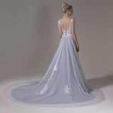 A-Line Chapel Train Lace Tulle Wedding Dress CW2815