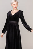 Sheath-Column Floor Length Velvet Dress