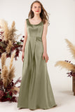 Sheath Sweep Acetate Satin Bridesmaid Dress