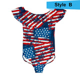 American Independence Day printed sexy off-shoulder bikini one-piece backless swimsuit