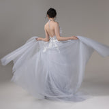 A-Line Court Train Lace Tulle Wedding Dress CW2814