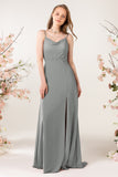 Sheath Sweep-Brush Train Chiffon Bridesmaid Dress