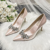 Rhinestone bridal shoes satin stiletto heel high heels
