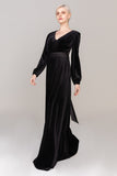 Sheath-Column Floor Length Velvet Dress