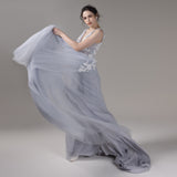 A-Line Court Train Lace Tulle Wedding Dress CW2813