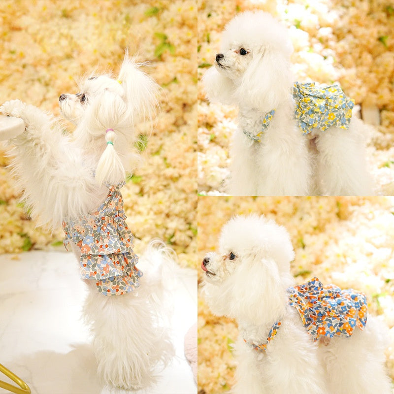 Pet summer skirt sling elastic Korean dog clothes thin breathable teddy pet clothes
