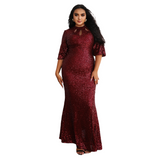 Plus Size Women Mermaid  Sequins  Bodycon Dresses