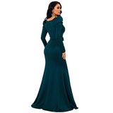 Women Sweetheart Neck Puff Sleeve Belted  Evening Dresses