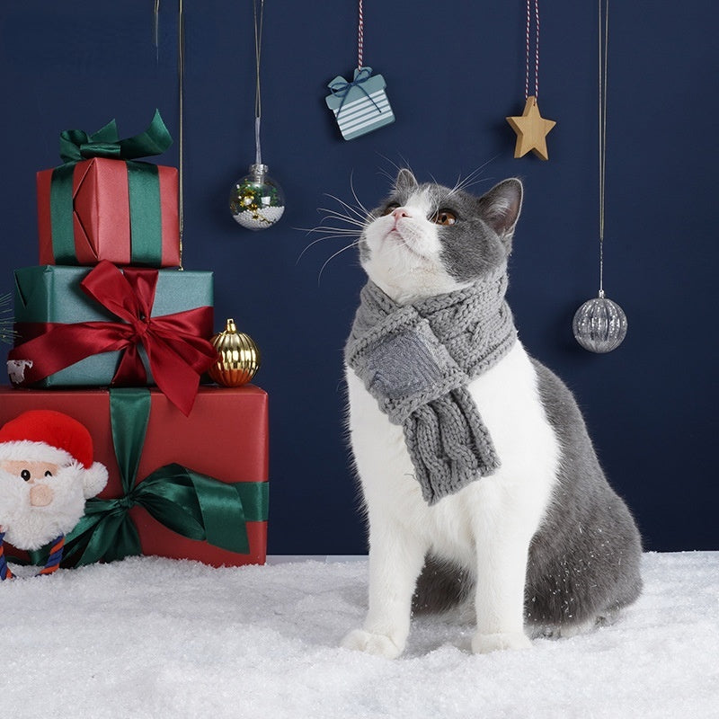 Christmas Cat scarf wool cat Bib pet universal dog clothes collar decoration