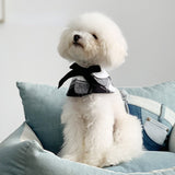 New accessories small fresh dog cat bow plaid velvet cape saliva towel