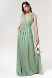 A-Line Floor Length Chiffon Bridesmaid Dress