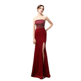 Women's Sexy Strapless And Forked Evening Dress