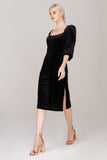 Sheath-Column Knee Length Velvet Dress