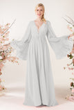 A-Line Sweep-Brush Train Chiffon Bridesmaid Dress