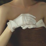 Bridal wedding satin beaded short gloves